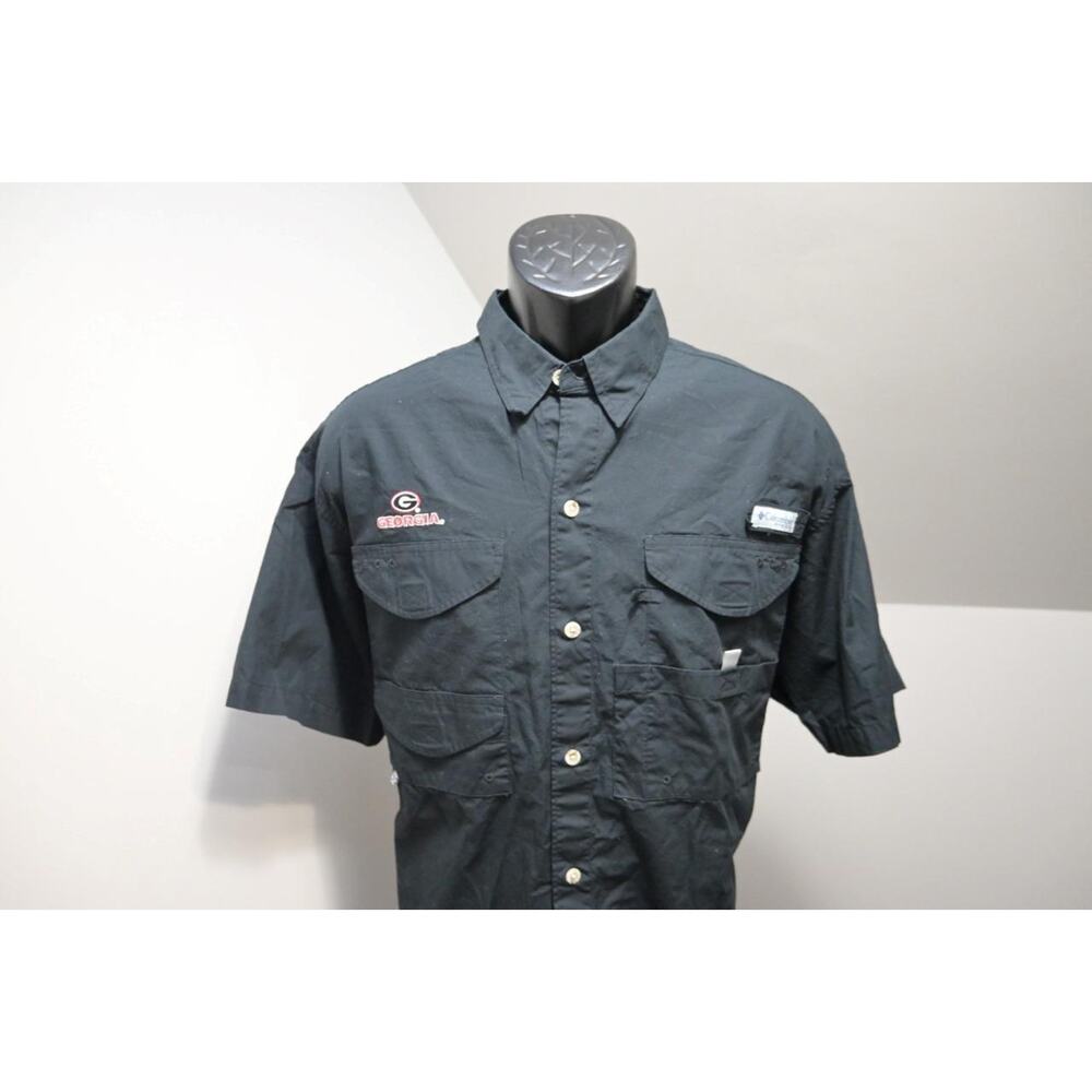 Columbia PFG Omni-Shade UGA Georgia Bulldogs Vented Fishing Shirt Mens Sz Medium